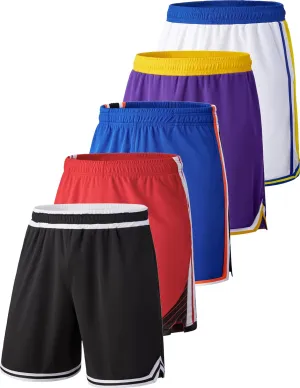 Liberty Imports 5 Pack Men's Quick Dry Athletic Basketball Shorts 9" Inseam with Pockets, Activewear for Workout Gym Running