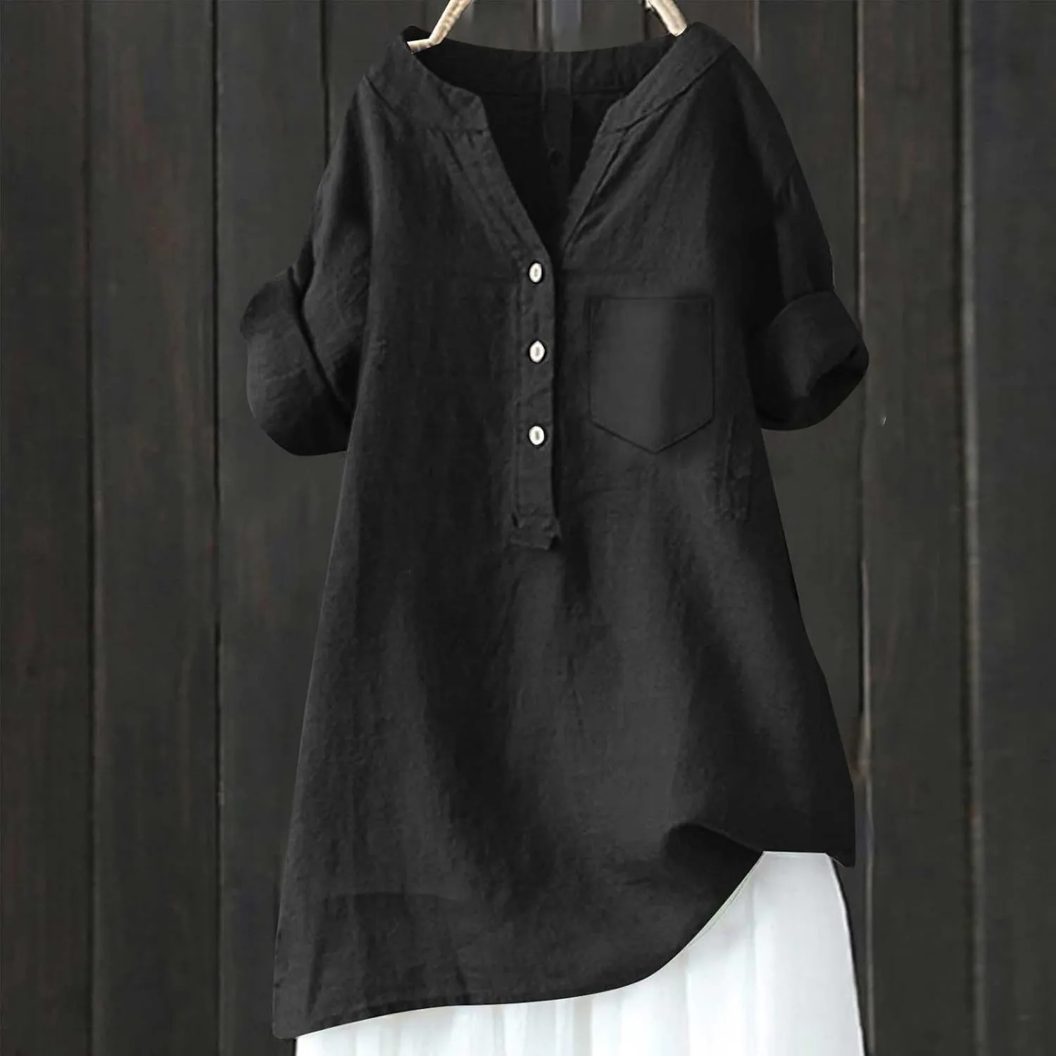 Linen Shirts for Women Summer Cotton Linen Plain Short Sleeve T Shirt Casual Plus Size Trendy V Neck Tee Tops