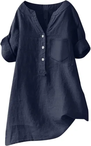 Linen Tops for Women Oversized Crewneck Summer Short Sleeve Linen Tee Shirt Boho Casual Dressy T Shirt