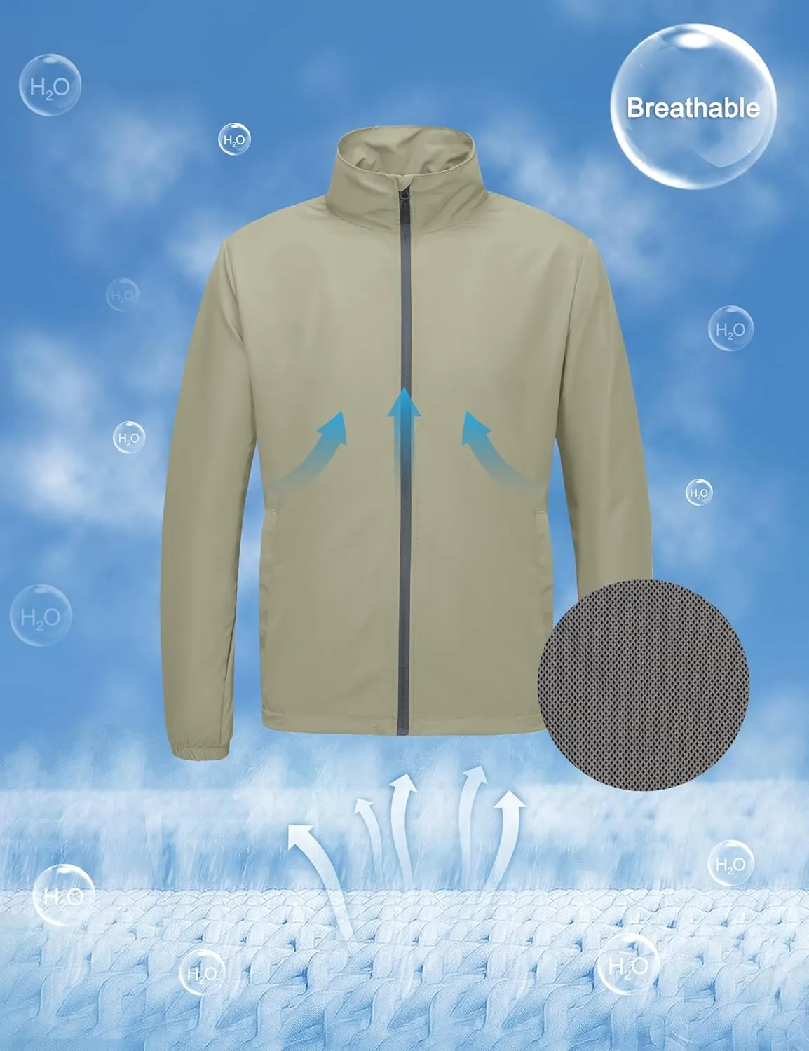Little Donkey Andy Men’s Lightweight Breathable Windbreaker Golf Jacket UPF50  Windproof Outdoor Running Coat
