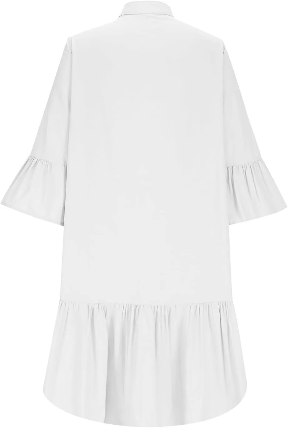 Lmdudan 2025 Women Summer Button Down Shirt Dress Casual Ruffle Sleeve Shift Mini Dresses Vacation Boho Dresses with Pockets