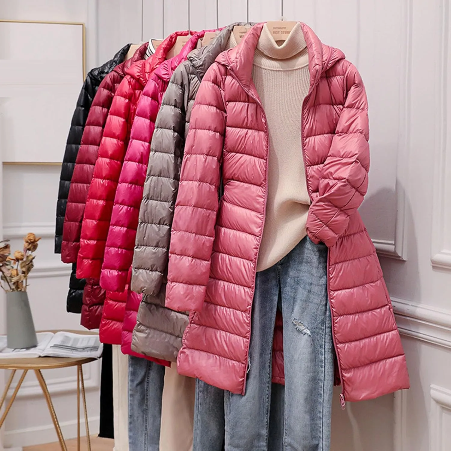Long Puffer Vest Women Winter Ultra Light Long Down Vest Womens Outerwear Lightweight Quilted Jacket Down Coats
