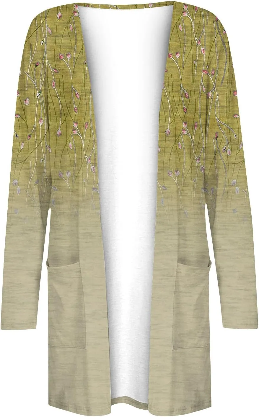 Long Sleeve Cardigan for Women Overszied Open Front Kimono Jackets with Pockets Slim Fit Comfort Outwear Shirts