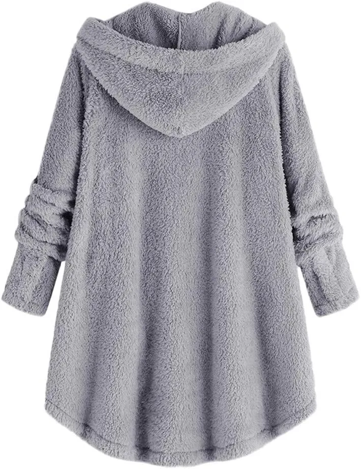 Long Sleeve Full Zip Up Hoodies Button Sleeve Plus Size Women Women'S Coat Womens Fleece Jacket Dress Jackets for