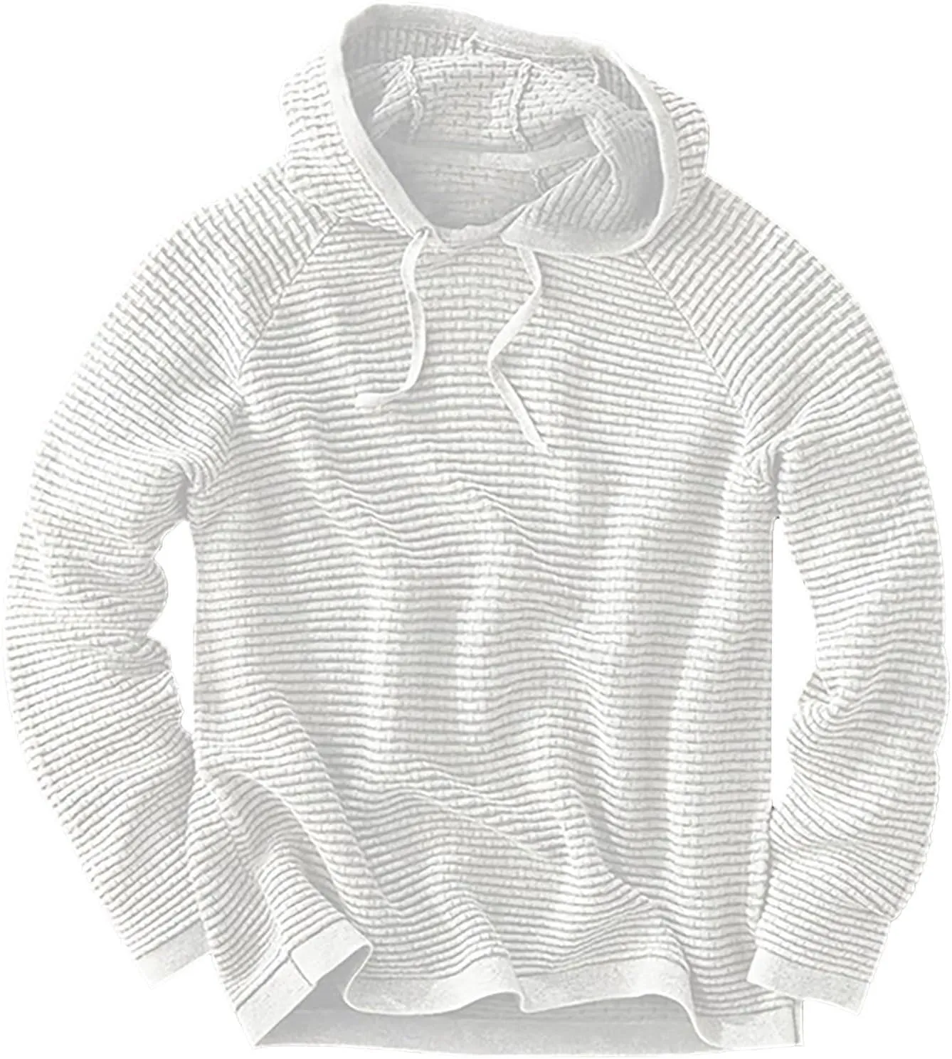 Long Sleeve Waffle Knit Pullover Hoodies for Men Lightweight Workout Drawstring Hooded Sweatshirts with Pocket