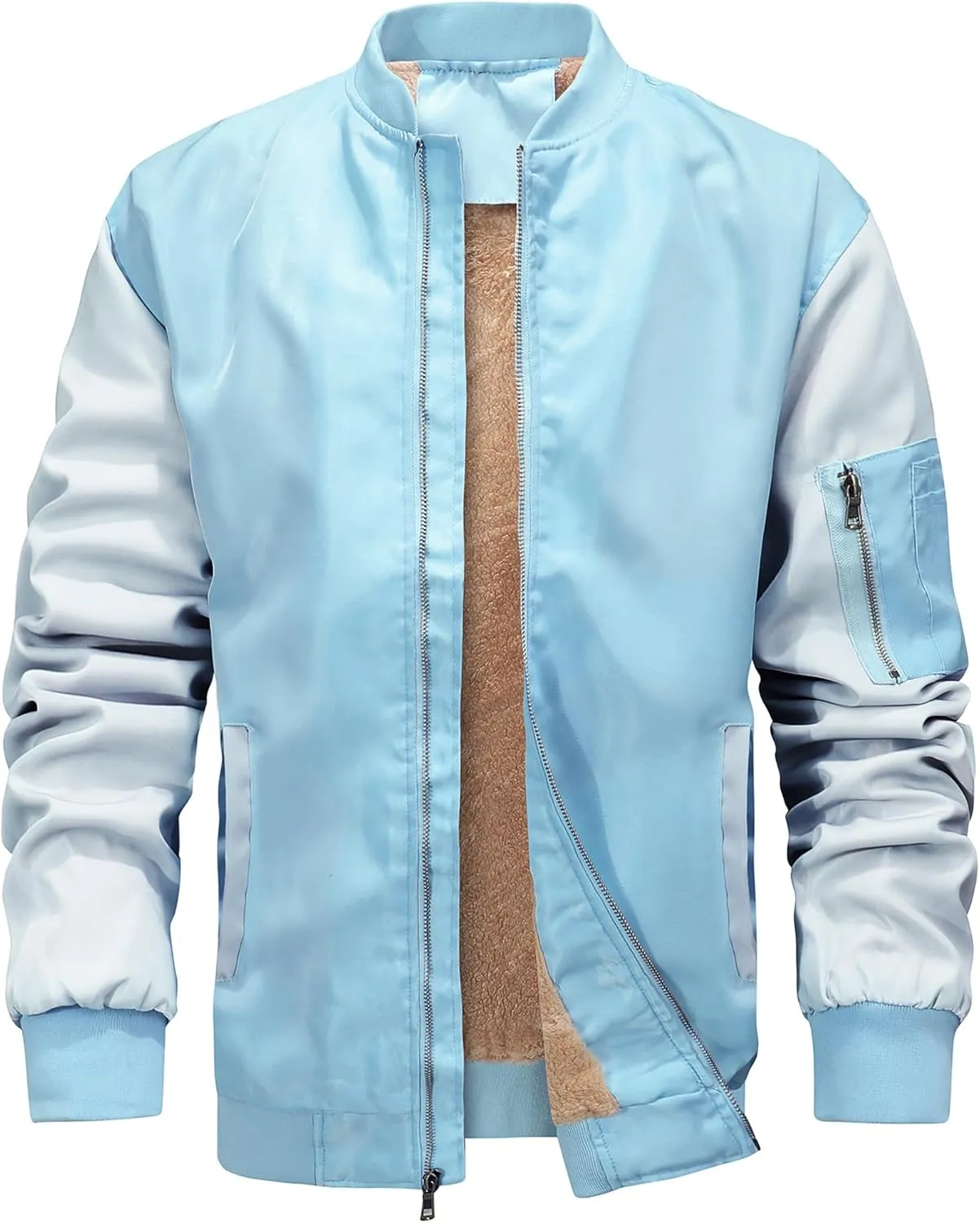 MACHLAB Men's Windproof Bomber Jacket for Men,Fleece Lightweight Track Jackets Sportwear Casual Outerwear