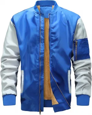 MACHLAB Men's Windproof Bomber Jacket for Men,Fleece Lightweight Track Jackets Sportwear Casual Outerwear