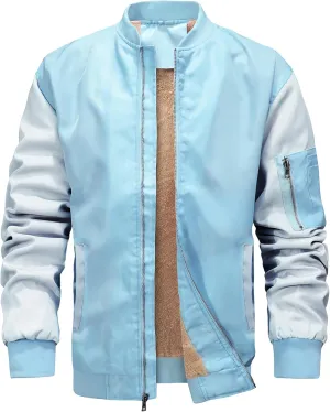 MACHLAB Men's Windproof Bomber Jacket for Men,Fleece Lightweight Track Jackets Sportwear Casual Outerwear