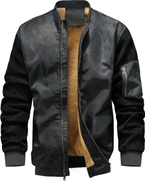 MACHLAB Men's Windproof Bomber Jacket for Men,Fleece Lightweight Track Jackets Sportwear Casual Outerwear