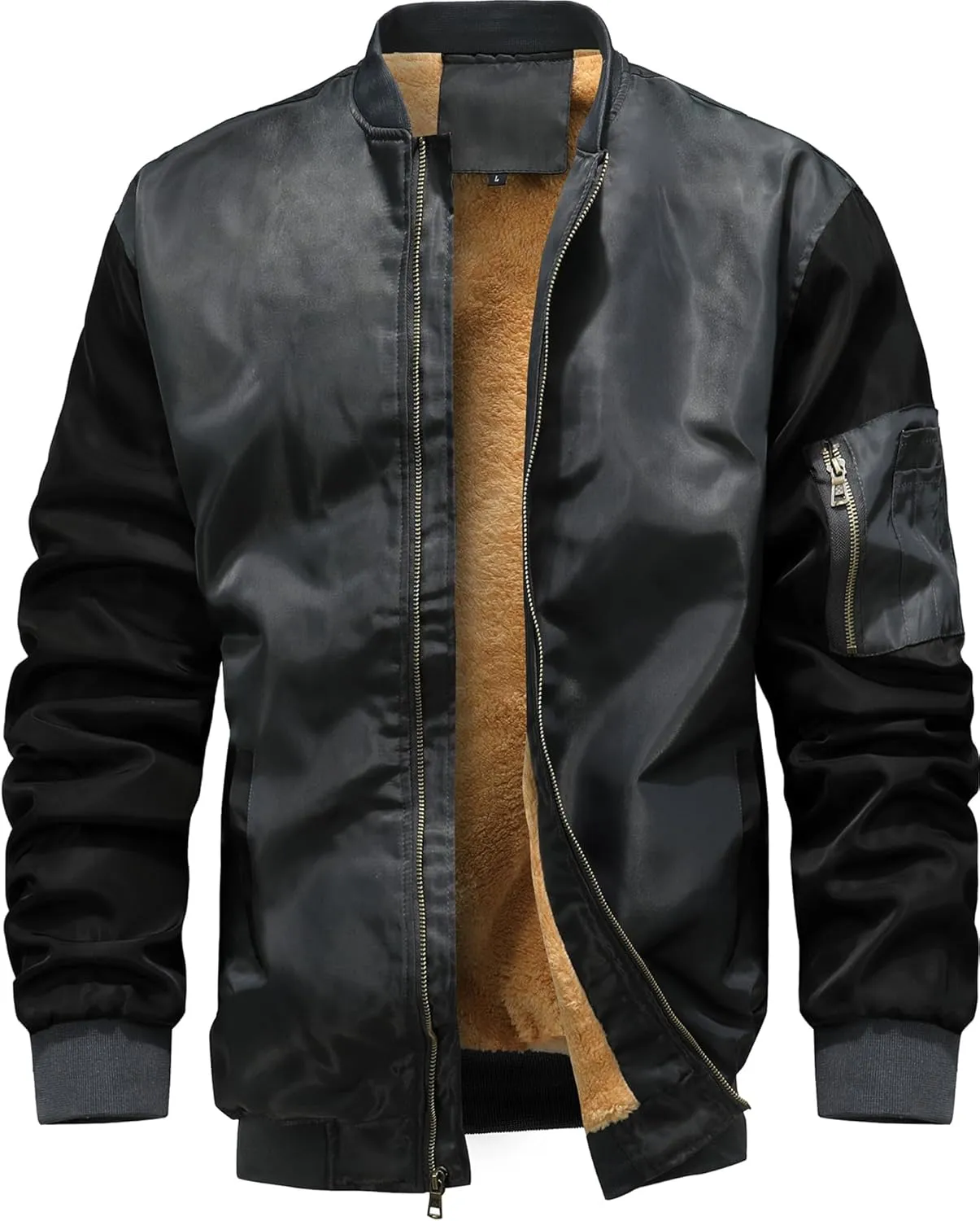 MACHLAB Men's Windproof Bomber Jacket for Men,Fleece Lightweight Track Jackets Sportwear Casual Outerwear