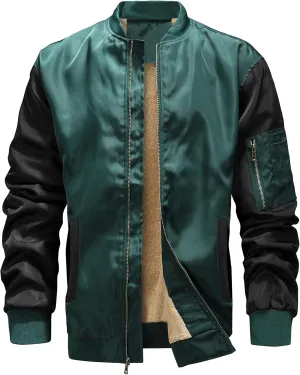MACHLAB Men's Windproof Bomber Jacket for Men,Fleece Lightweight Track Jackets Sportwear Casual Outerwear