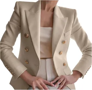 maisdgop Tweed Blazers for Women Casual Open Front Jacket Long Sleeve Work Office Blazer Oversized Lapel Blazer with Pockets