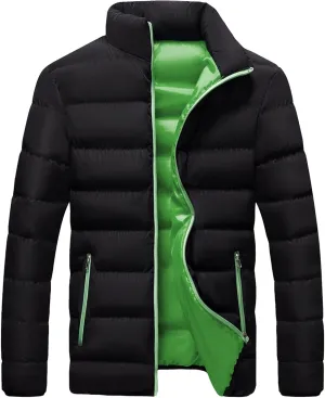 Maiyifu-GJ Men Winter Down Coat Jacket Lightweight Warm Thicken Padded Outerwear Stand Collar Ski Hiking Travel Warm Overcoat