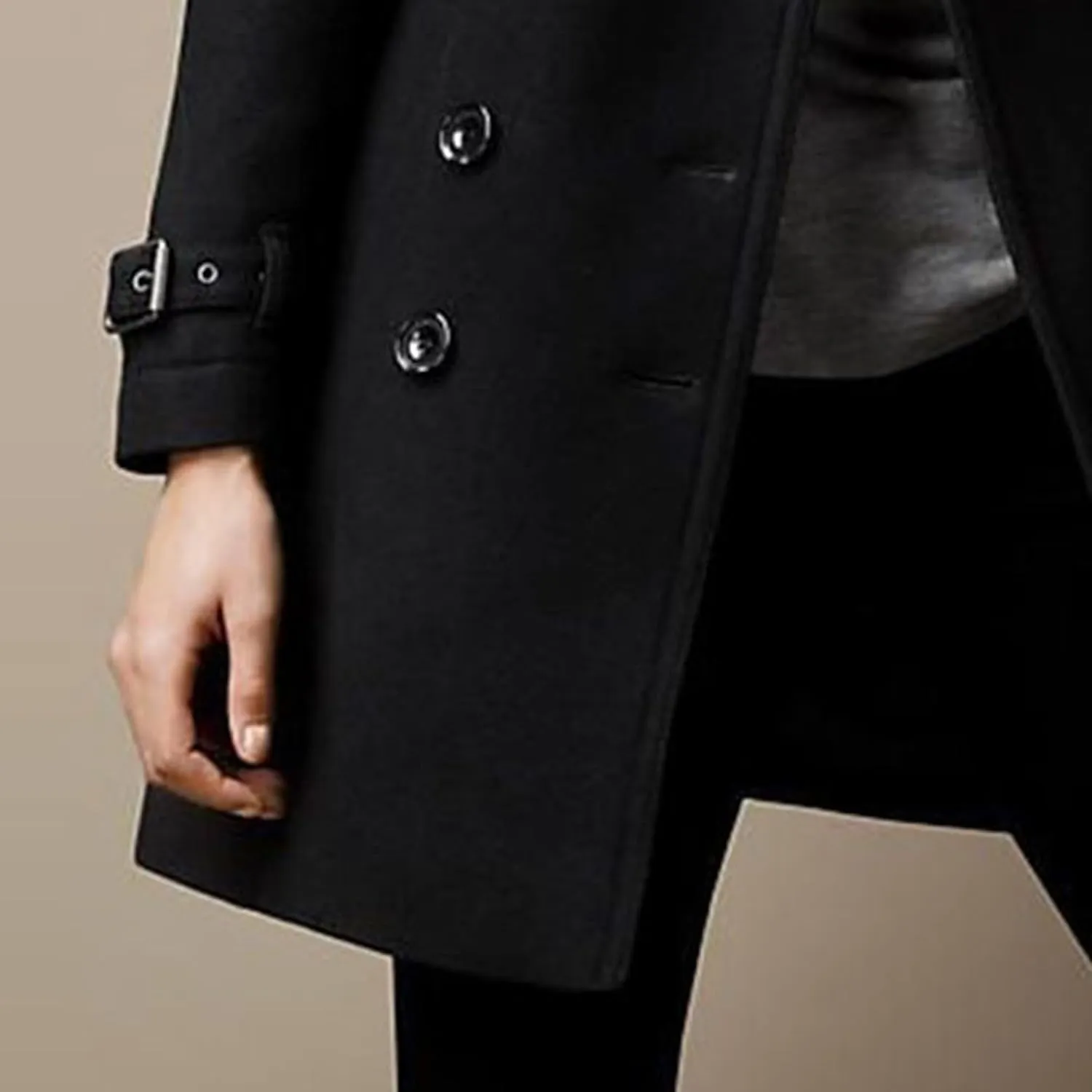 Maiyifu-GJ Womens Mid Long Wool Blend Coats Notched Lapel Collar Double Breasted Coat Fall Winter Jackets Overcoat