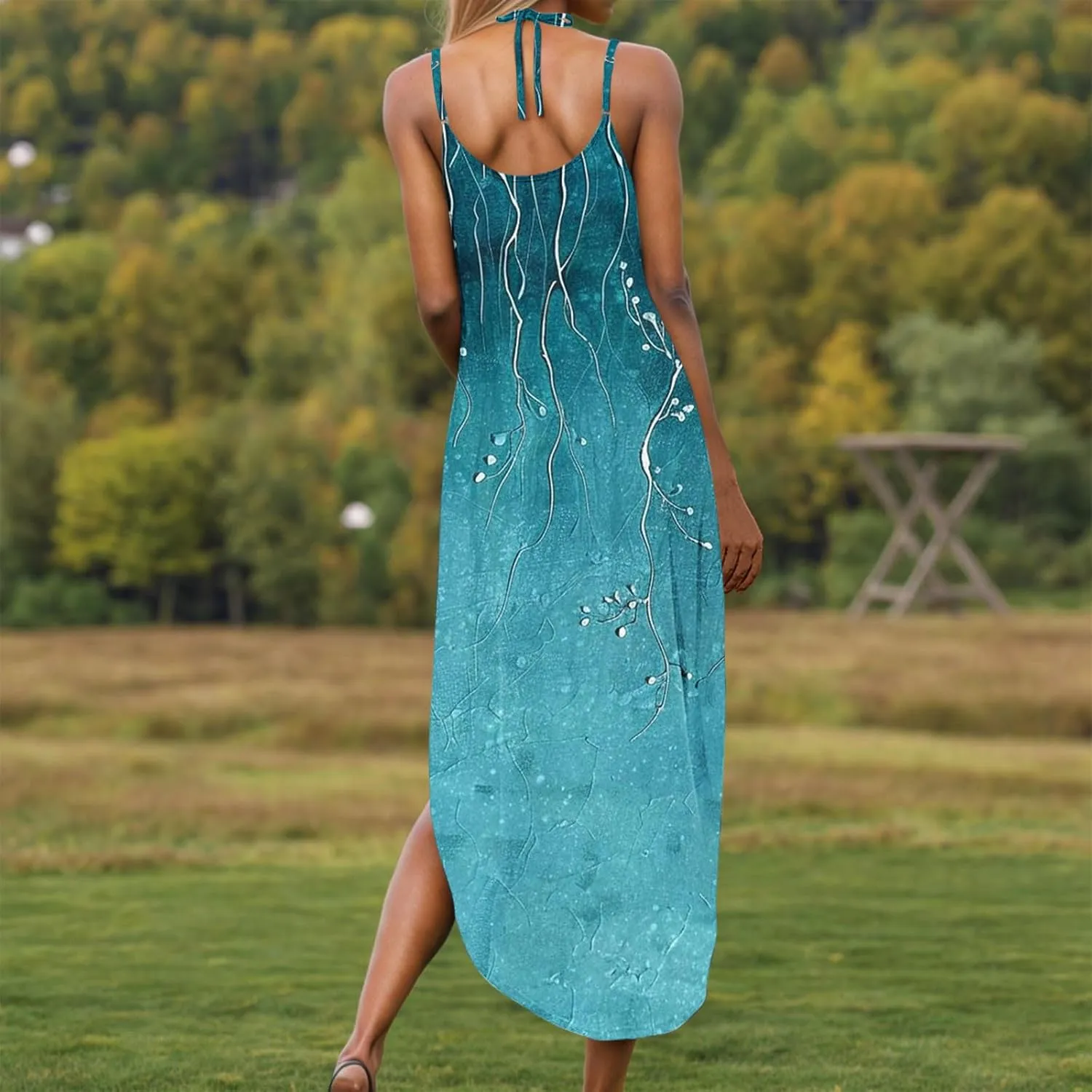 Maxi Dresses for Women 2025 Spaghetti Strap Sleeveless Floral Dress Boho Beach Vacation Sundress Resort Wear