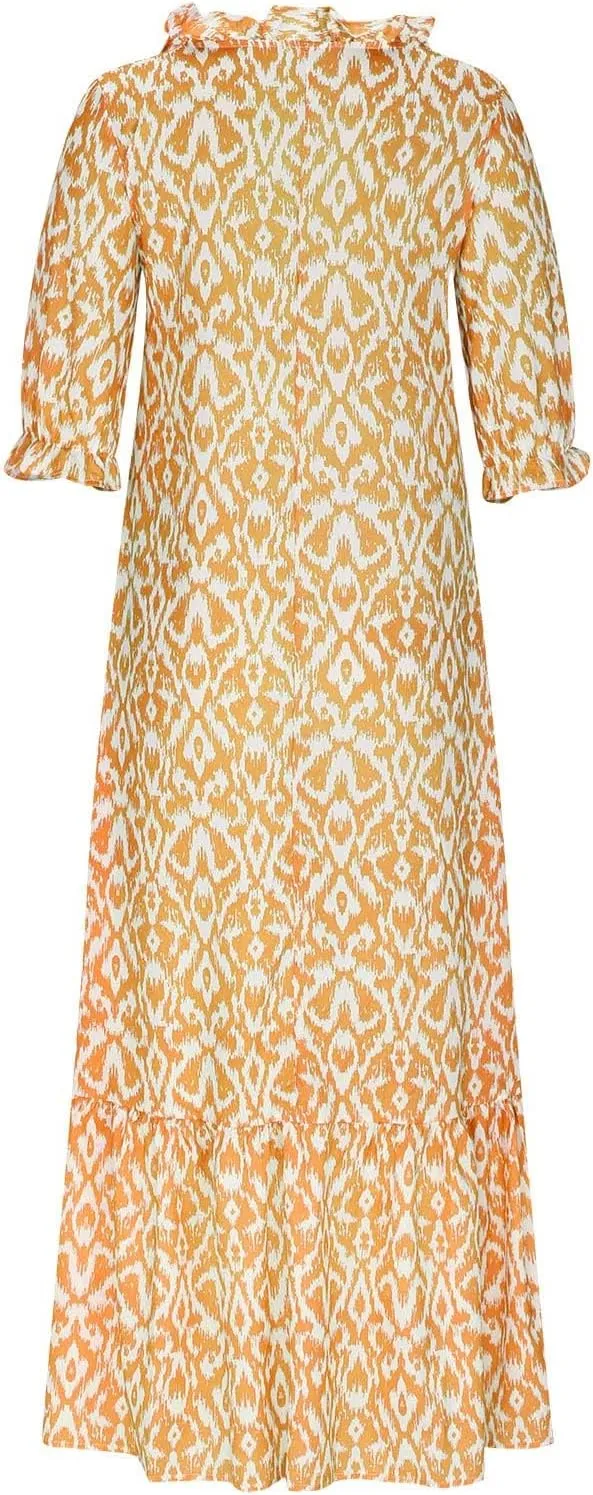 Maxi Dresses for Women 2025 V Neck Vintage Floral Dress Drawstring V Neck Spring Summer Dresses Beach Sundress