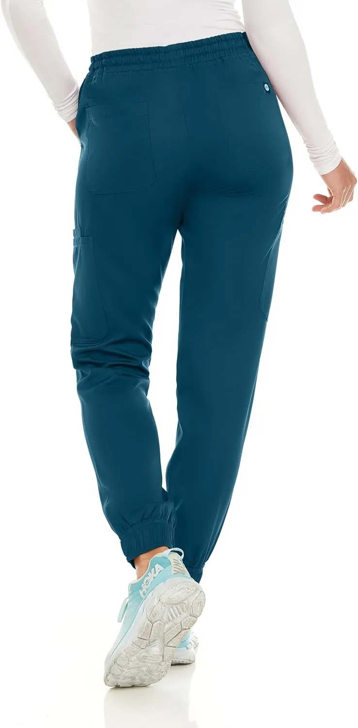 MediChic Women's Seven Pocket Cargo Scrub Pants Joggers with 4-Way Stretch Scrubs, Easy Care for Women
