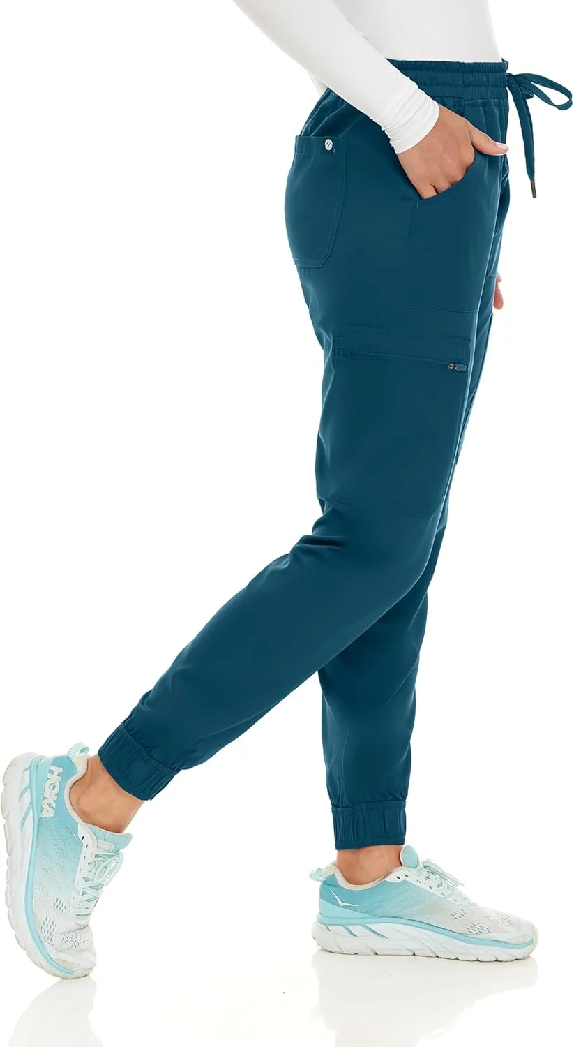 MediChic Women's Seven Pocket Cargo Scrub Pants Joggers with 4-Way Stretch Scrubs, Easy Care for Women
