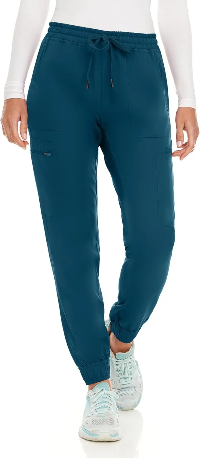 MediChic Women's Seven Pocket Cargo Scrub Pants Joggers with 4-Way Stretch Scrubs, Easy Care for Women