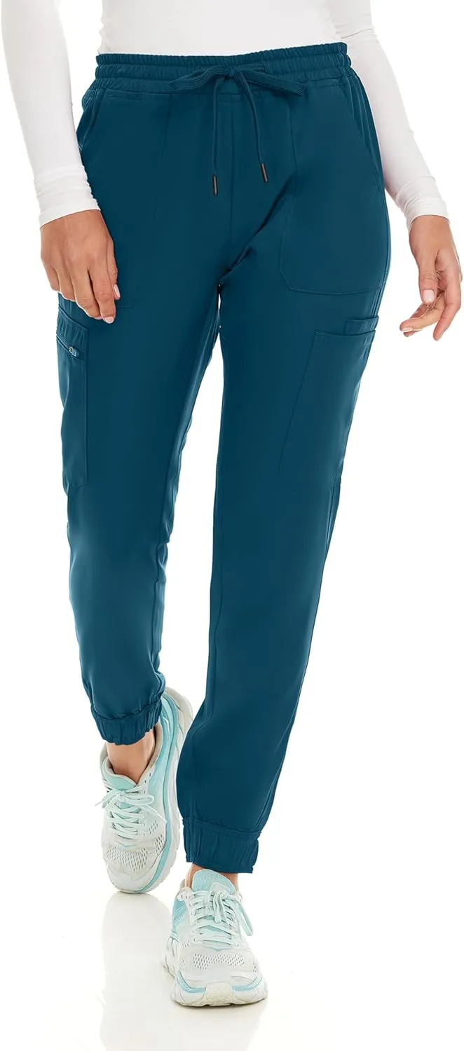 MediChic Women's Seven Pocket Cargo Scrub Pants Joggers with 4-Way Stretch Scrubs, Easy Care for Women