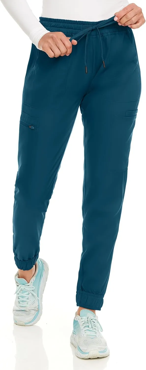 MediChic Women's Seven Pocket Cargo Scrub Pants Joggers with 4-Way Stretch Scrubs, Easy Care for Women
