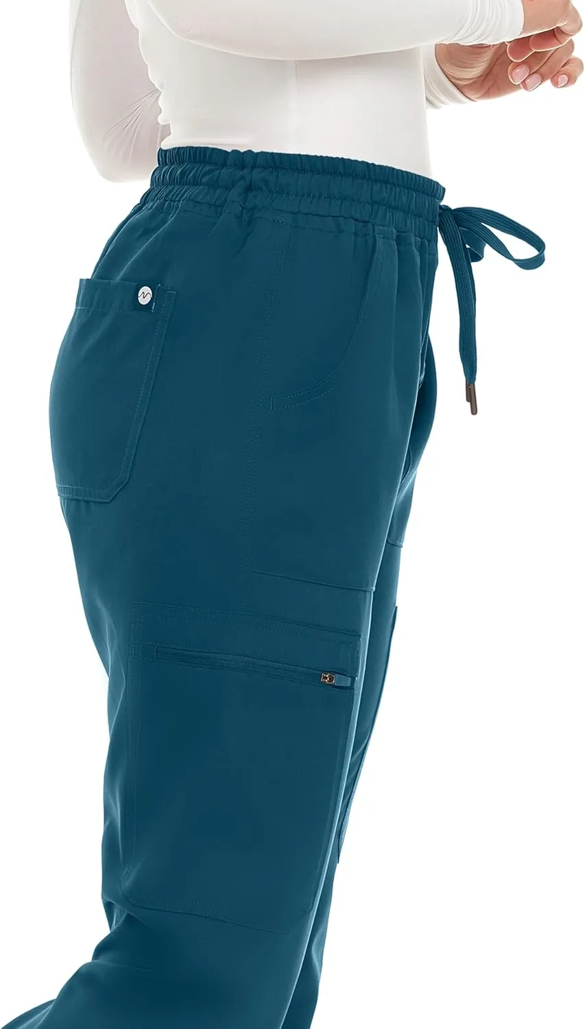 MediChic Women's Seven Pocket Cargo Scrub Pants Joggers with 4-Way Stretch Scrubs, Easy Care for Women