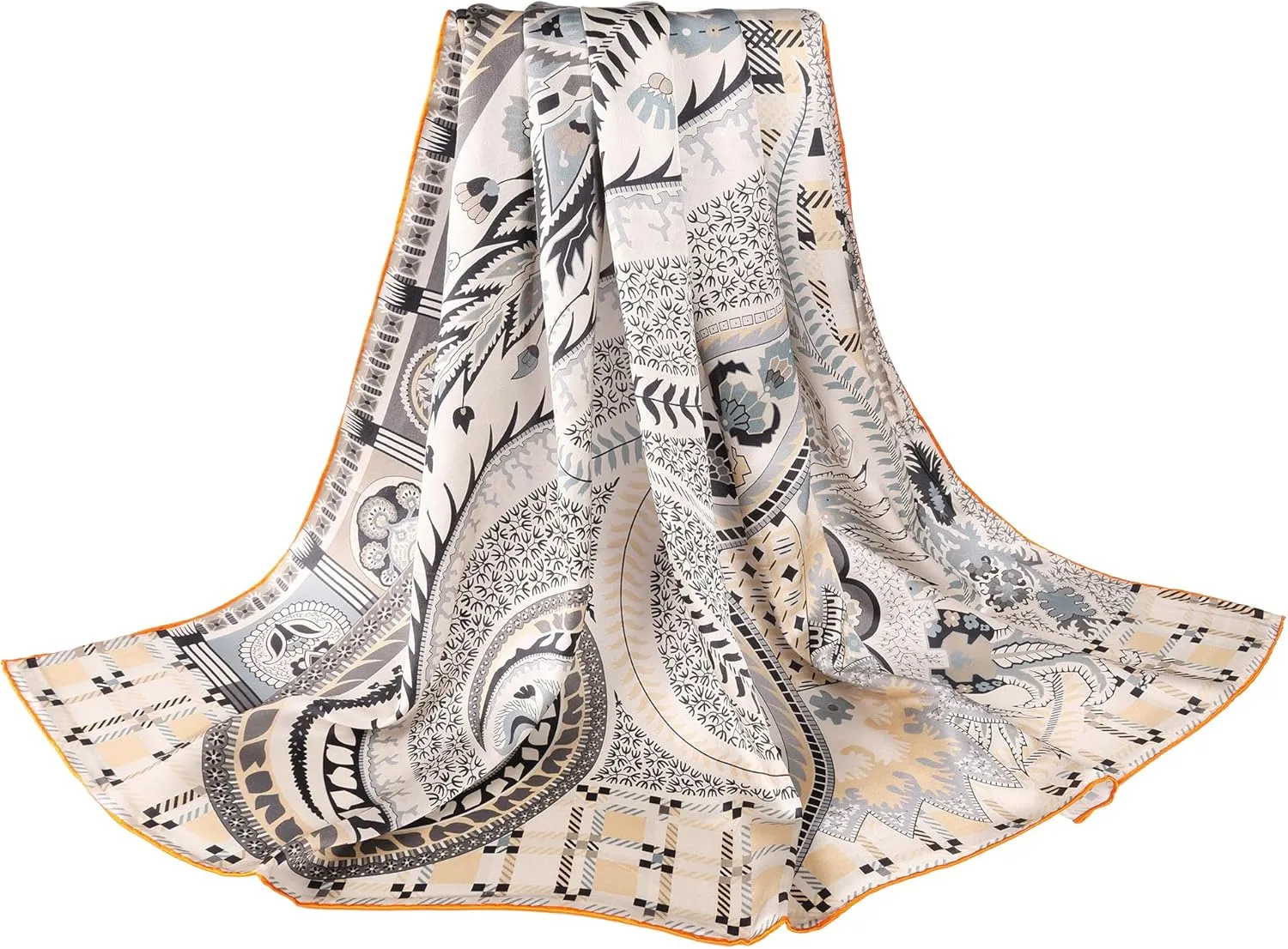 MEISEE 100% Pure Mulberry Silk Scarf 43”*43” Large Square Lightweight Headscarf Women’s Hair Wraps Shawls with Gift Packed