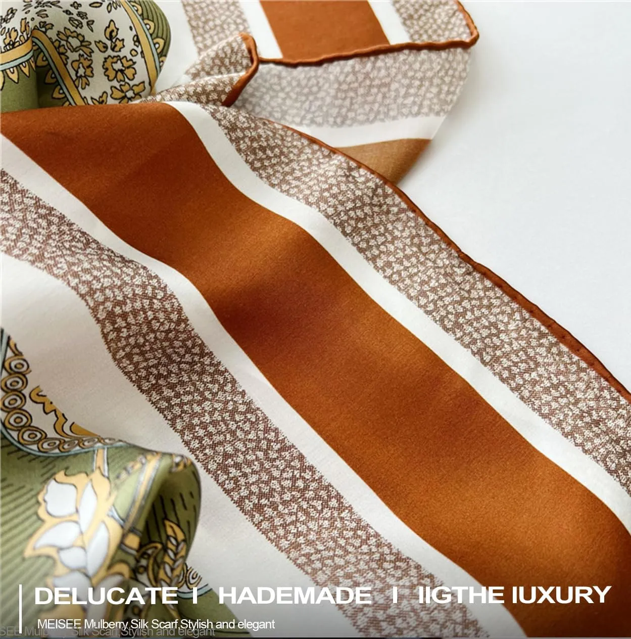 MEISEE 100% Pure Mulberry Silk Scarf 43”*43” Large Square Lightweight Headscarf Women’s Hair Wraps Shawls with Gift Packed