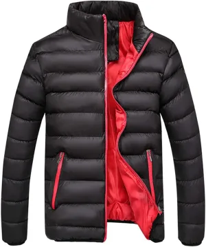 Men Puffer Jacket Thick Warm Winter Coat Hooded Down Coat Windbreaker Trench Coat Waterproof Ski Coat