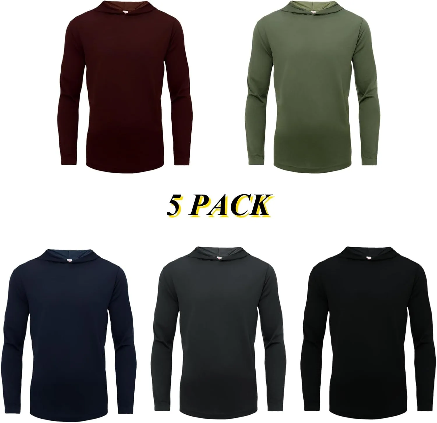 Men UPF 50  Sun Protection Hoodie Long Sleeve T Shirts Pack Quick Dry Shirt for Athletic Running Activewear Workout