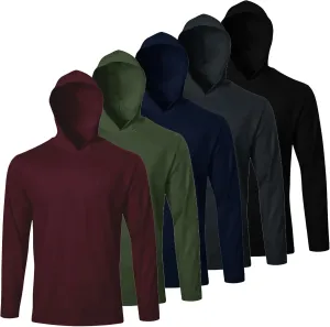 Men UPF 50  Sun Protection Hoodie Long Sleeve T Shirts Pack Quick Dry Shirt for Athletic Running Activewear Workout