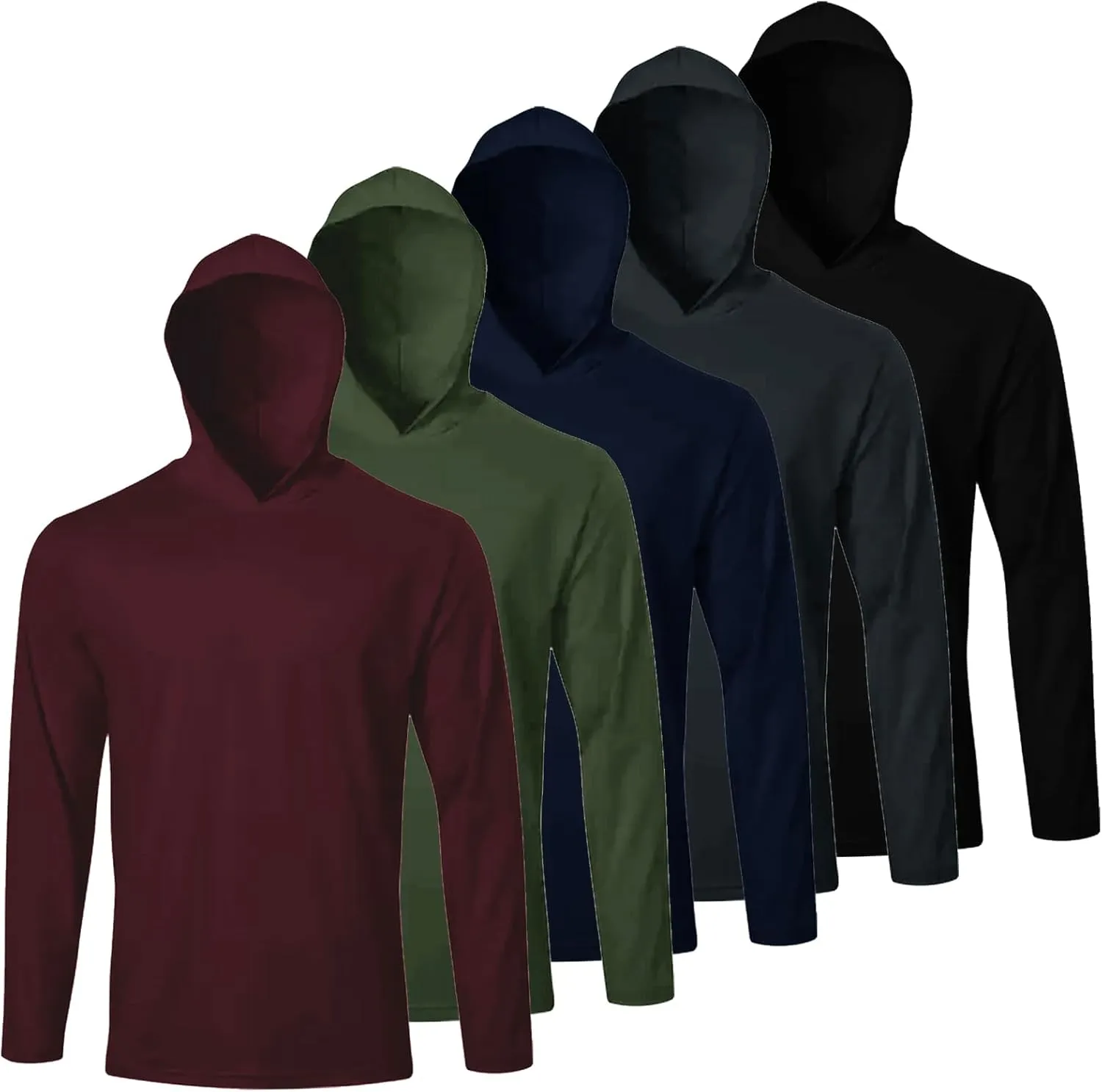 Men UPF 50  Sun Protection Hoodie Long Sleeve T Shirts Pack Quick Dry Shirt for Athletic Running Activewear Workout