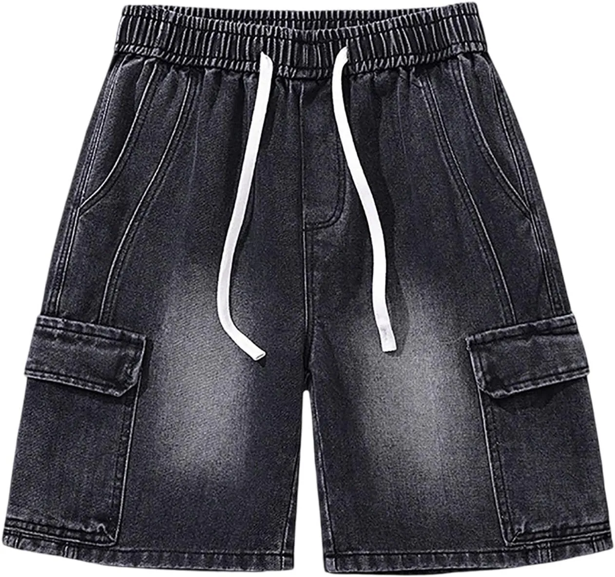 Men Y2K Baggy Jean Shorts Summer Casual Hip Hop Aesthetic Pants Loose Fit Denim Shorts with Pockets Streetwear