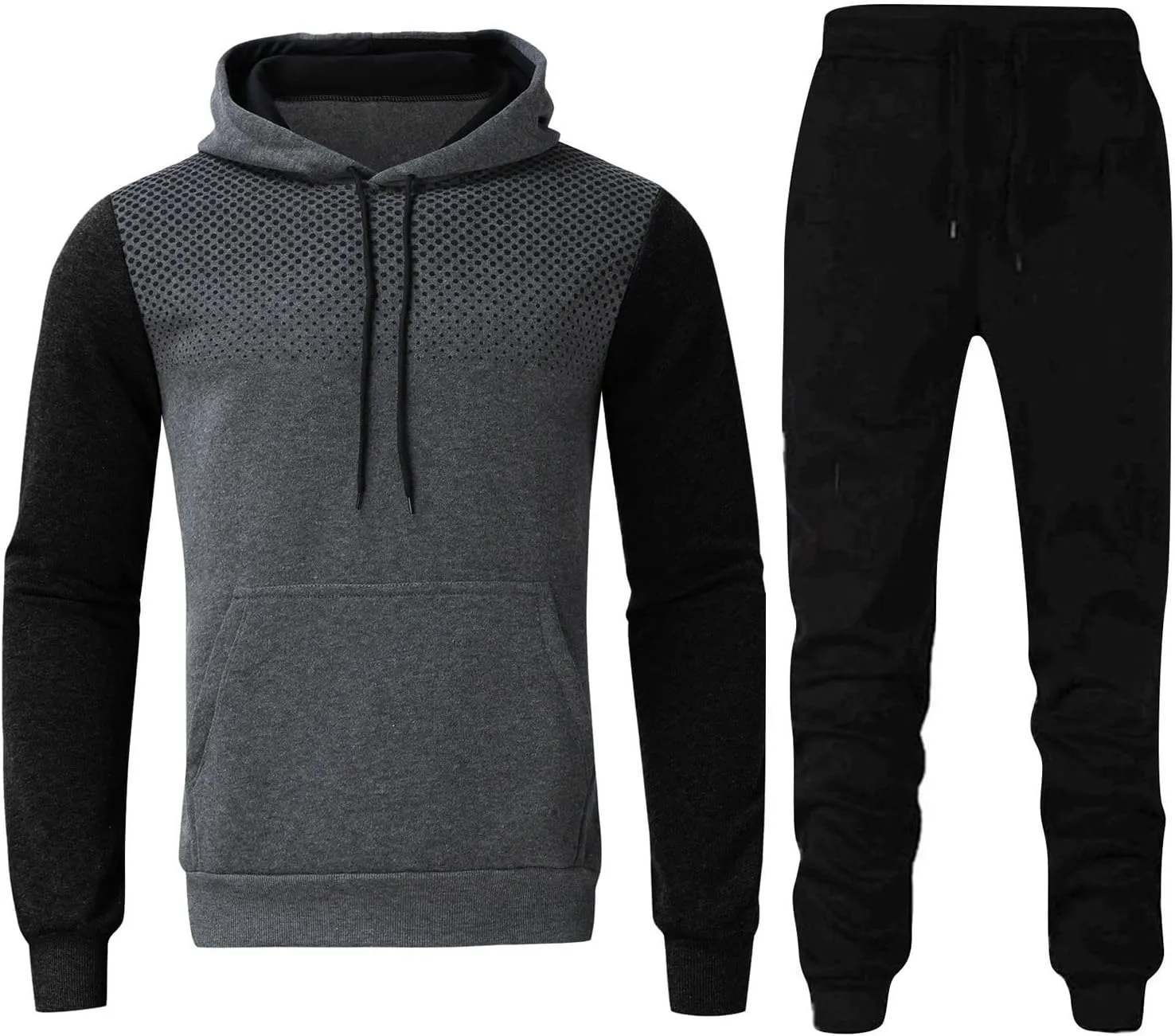 Mens 2 Piece Sweat Suit Leisure Solid Color Sweater Pants Sports Suit Set Mens 2 Piece Hoodie for Men Mens