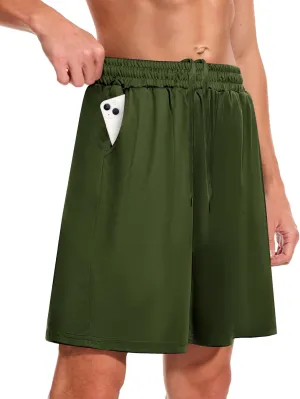 Men's Athletic Gym Shorts - Quick Dry Black Casual Basketball Shorts with Pockets for Running Workout Activewear