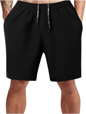 Men's Athletic Shorts Quick Dry Loose Lightweight Solid Activewear Drawstring Running Workout Gym Shorts with Pockets