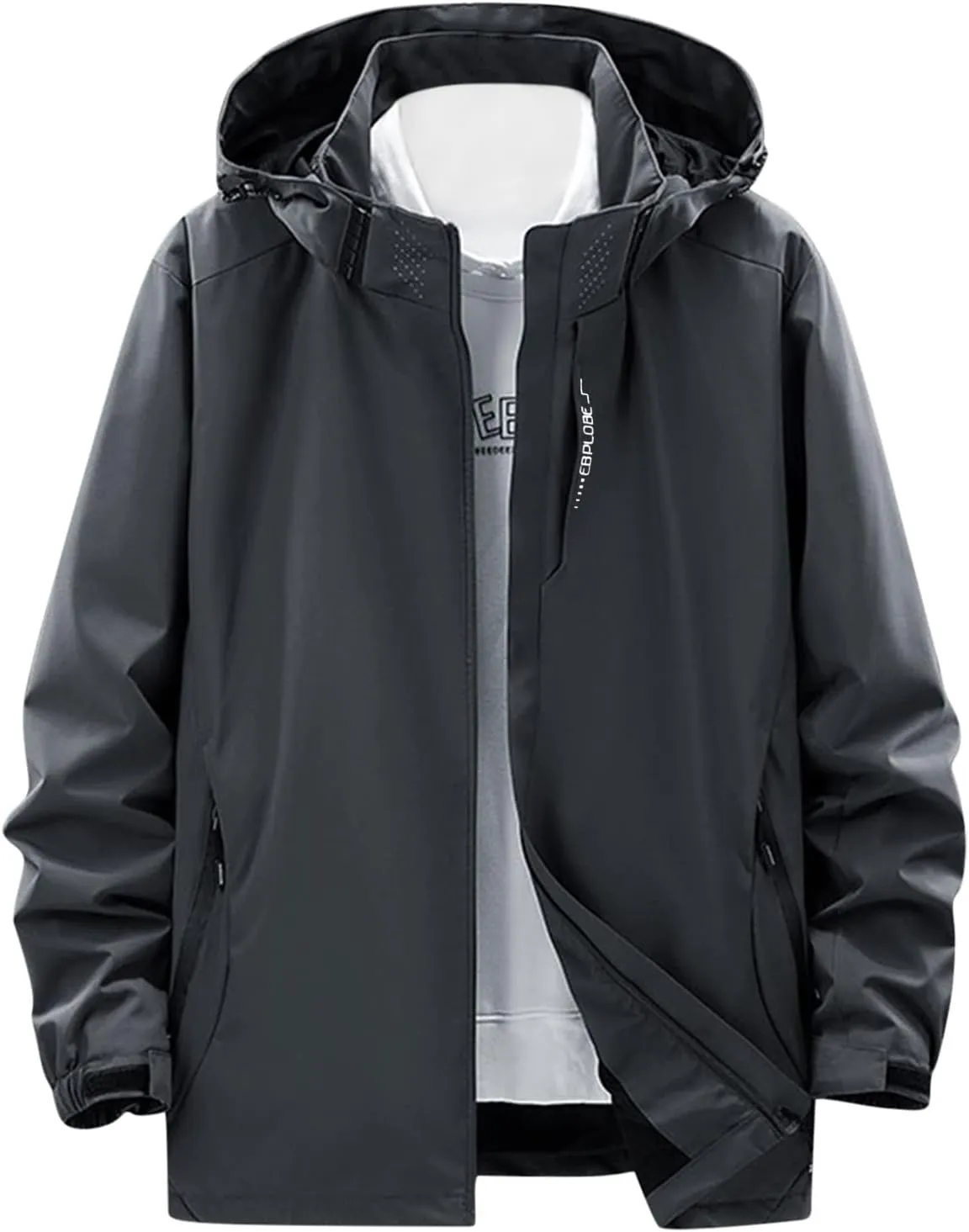 Men's Casual Rain Jackets Lightweight Waterproof Windproof Hooded Jackets Hiking Cycling Travel Climbing Tops Coat