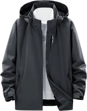 Men's Casual Rain Jackets Lightweight Waterproof Windproof Hooded Jackets Hiking Cycling Travel Climbing Tops Coat