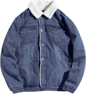Men's Denim Jackets Thick Fleece Lined Trucker Jackets Casual Jean Coat Fashion Winter Warm Outwear Jacket