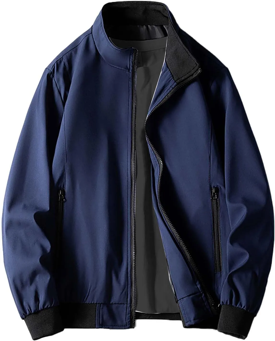 Men's Fashion Varsity Jacket Casual Men's Handsome Pilot Zip Fx Standing Jacket Causal Slim Fit Cotton Letterman
