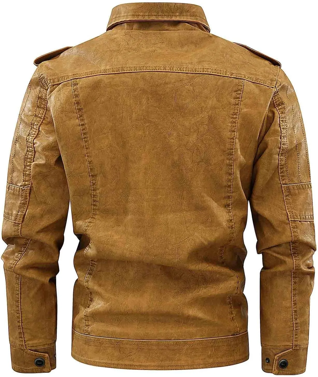 Men's Faux Leather Jackets Fashion Stand Collar Motorcycle Lightweight Leather Jackets Zipper Outerwear Moto Biker Coat