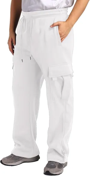 Men's Jogger Cargo Pants, Elastic Waist Drawstring Straight Leg Sweatpants, Lightweight Casual Trousers with Pockets