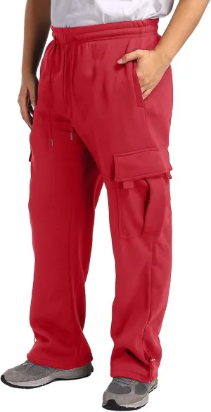 Men's Jogger Cargo Pants, Elastic Waist Drawstring Straight Leg Sweatpants, Lightweight Casual Trousers with Pockets