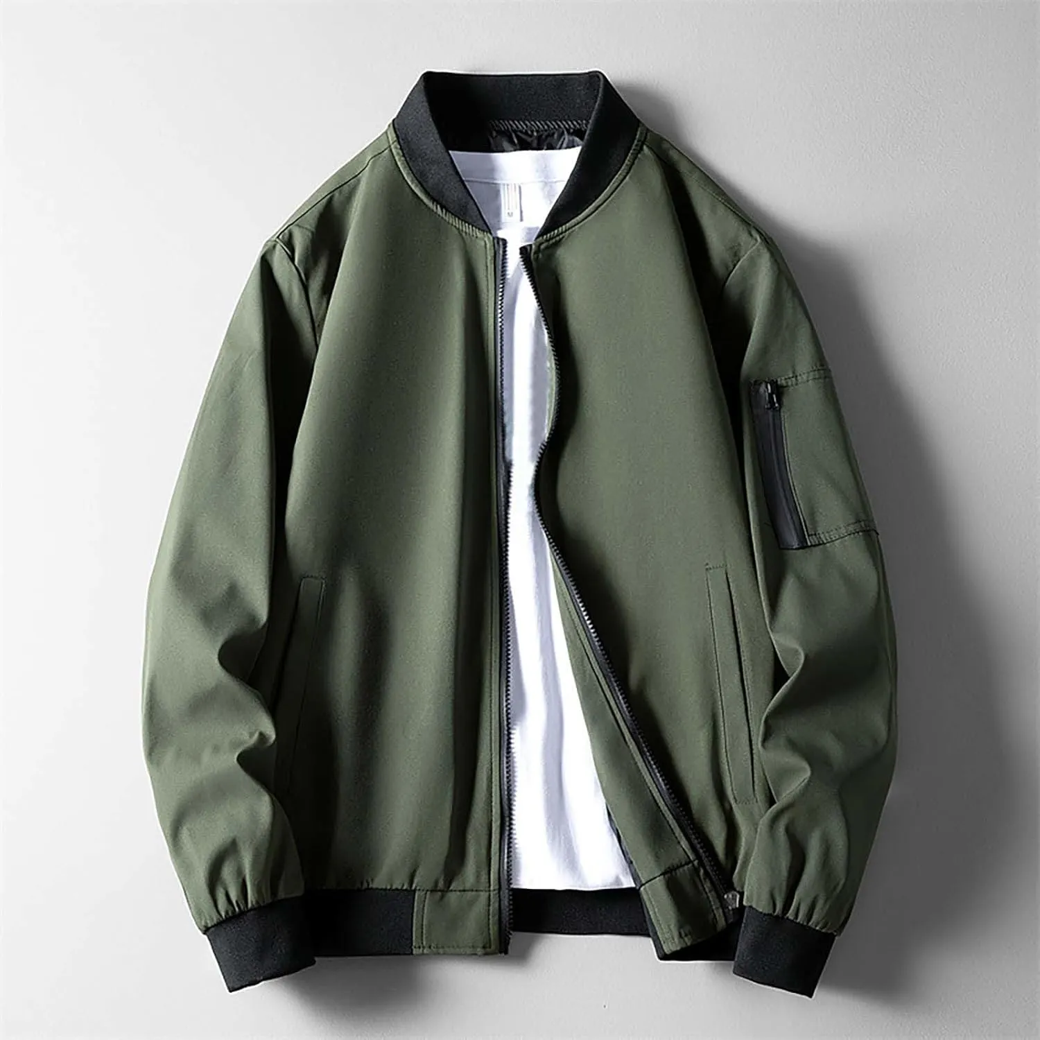 Men's Lightweight Bomber Jackets Light Track Pilot Zip Fx Standing Jacket Thin Casual Windbreaker Light Jackets
