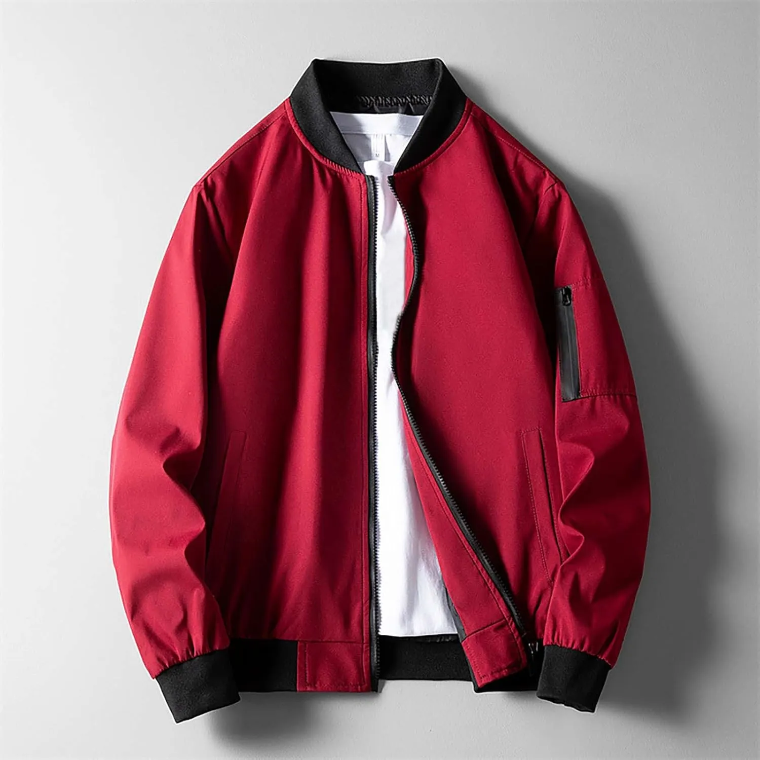 Men's Lightweight Bomber Jackets Light Track Pilot Zip Fx Standing Jacket Thin Casual Windbreaker Light Jackets
