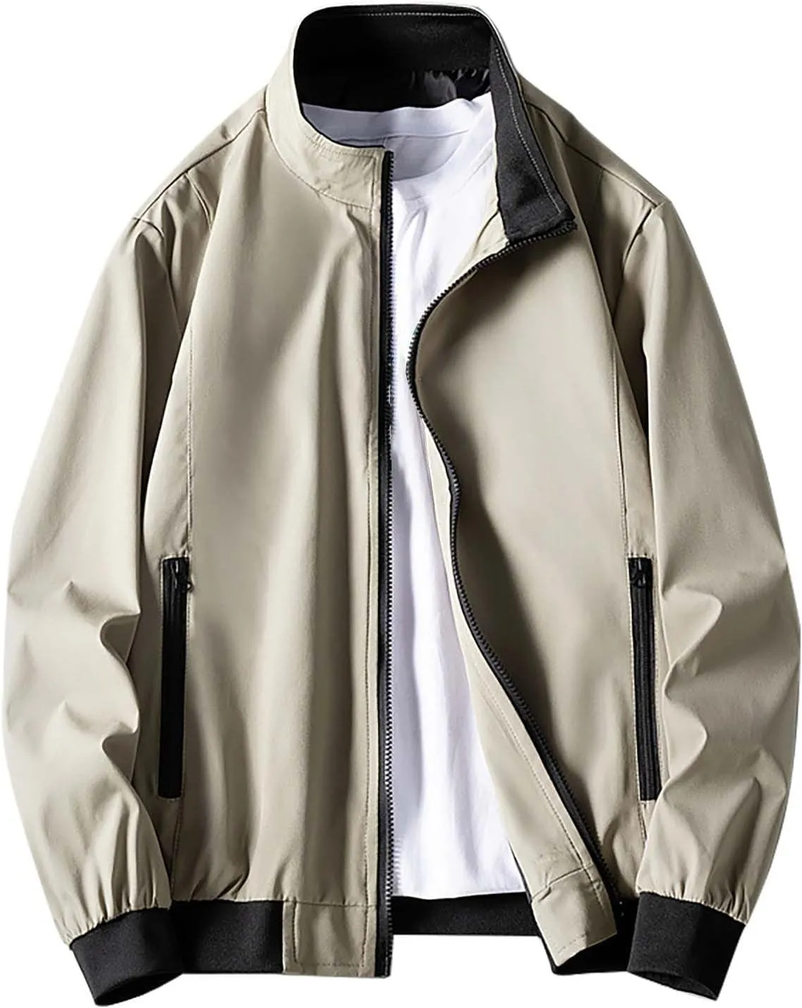 Men's Lightweight Bomber Jackets Light Track Pilot Zip Fx Standing Jacket Thin Casual Windbreaker Light Jackets