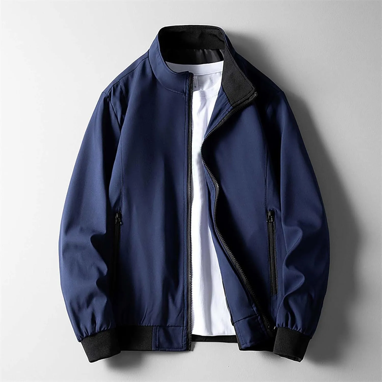 Men's Lightweight Bomber Jackets Light Track Pilot Zip Fx Standing Jacket Thin Casual Windbreaker Light Jackets
