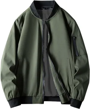 Men's Lightweight Bomber Jackets Light Track Pilot Zip Fx Standing Jacket Thin Casual Windbreaker Light Jackets