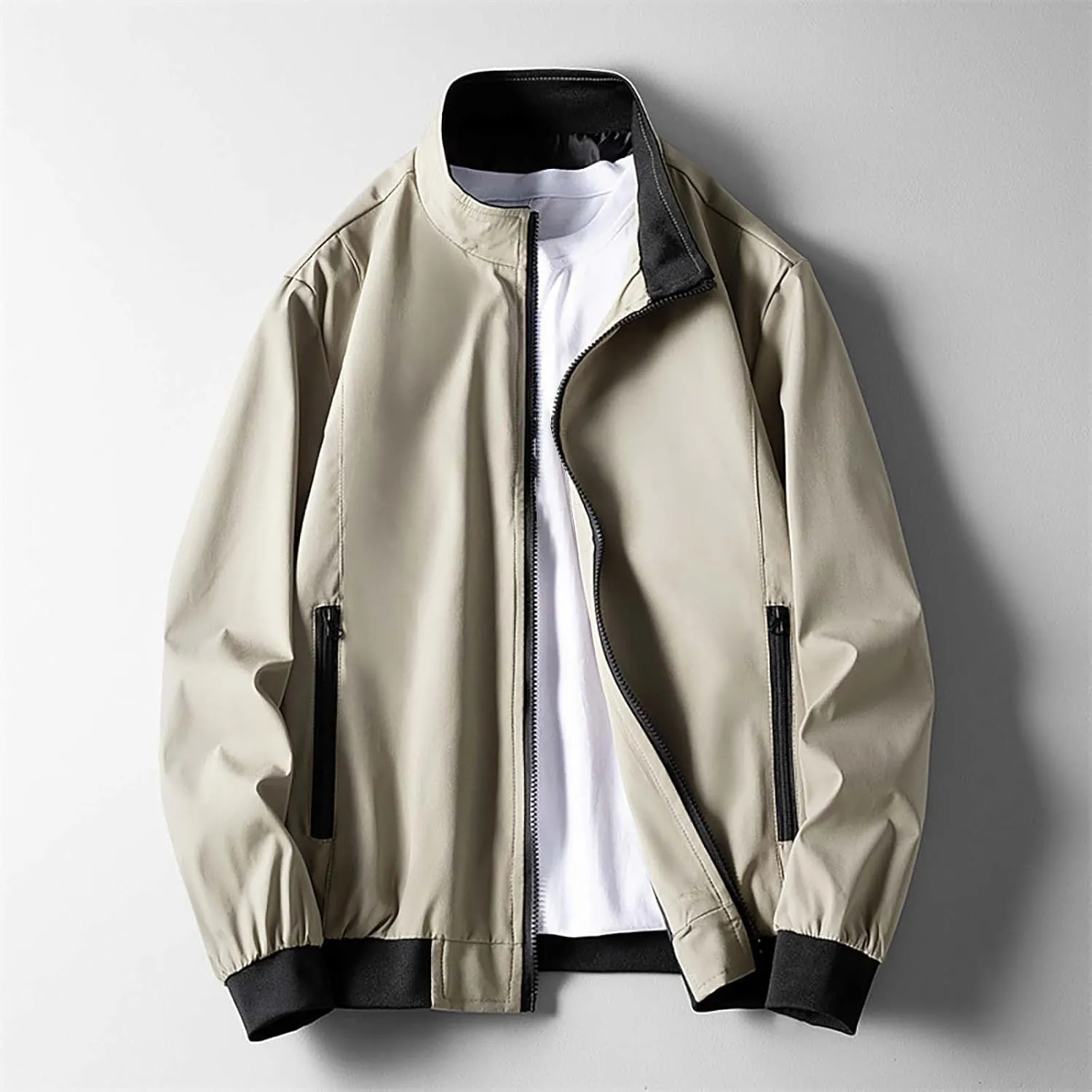 Men's Lightweight Bomber Jackets Light Track Pilot Zip Fx Standing Jacket Thin Casual Windbreaker Light Jackets