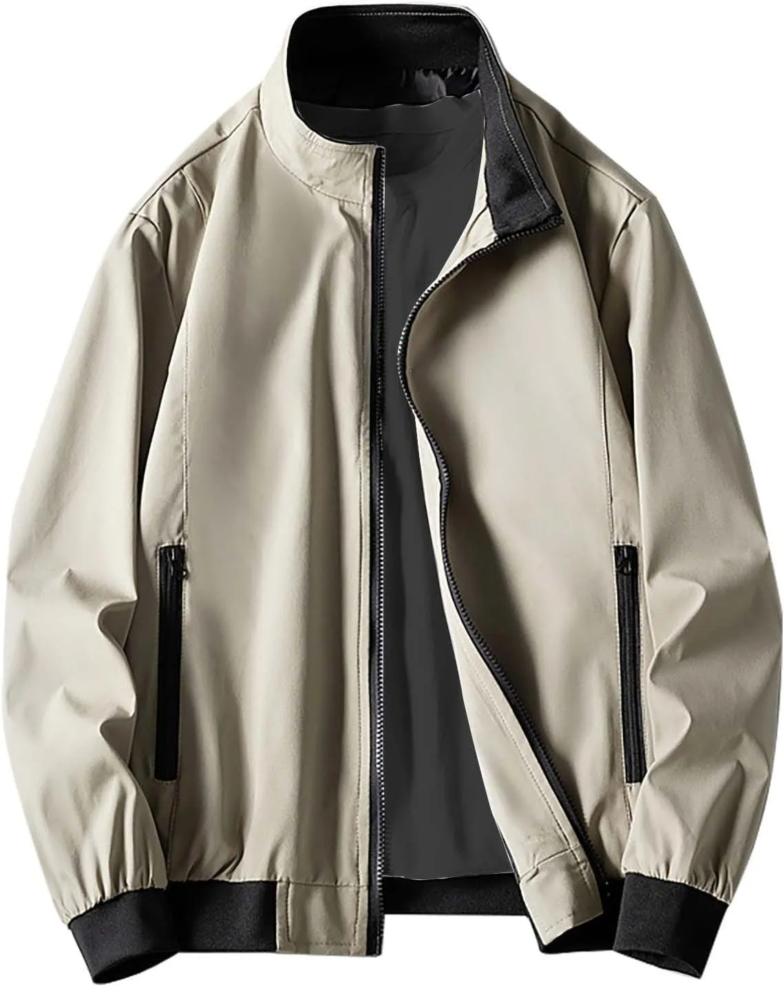 Men's Lightweight Bomber Jackets Light Track Pilot Zip Fx Standing Jacket Thin Casual Windbreaker Light Jackets